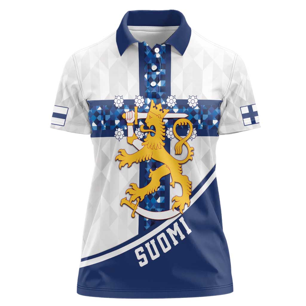 Custom Finland Football Women Polo Shirt Suomen jalkapallomaajoukkue