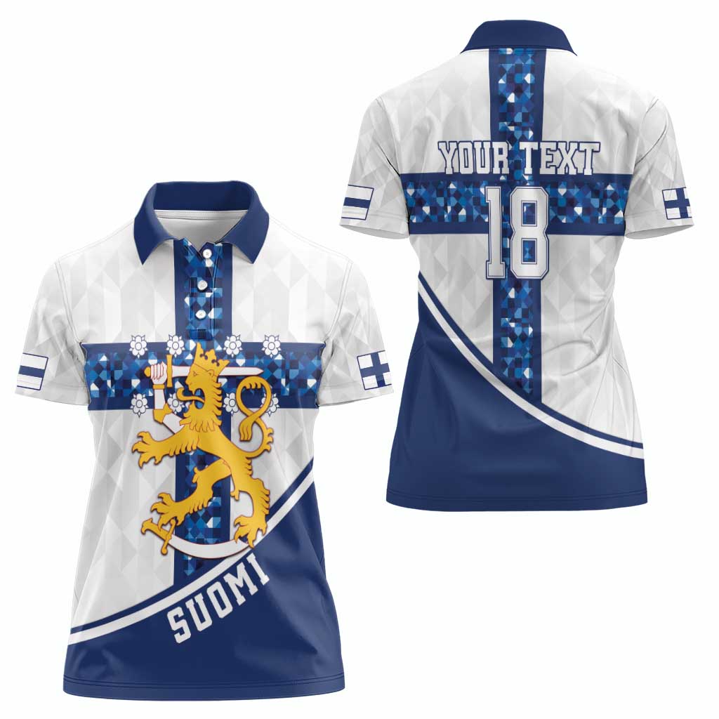 Custom Finland Football Women Polo Shirt Suomen jalkapallomaajoukkue