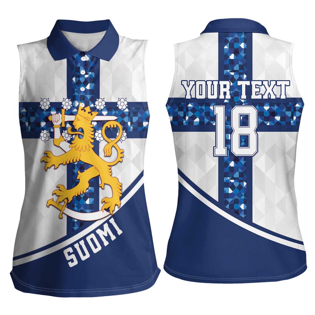 Custom Finland Football Women Sleeveless Polo Shirt Suomen jalkapallomaajoukkue