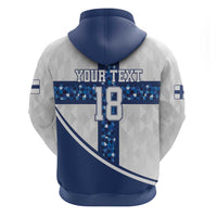 Custom Finland Football Zip Hoodie Suomen jalkapallomaajoukkue
