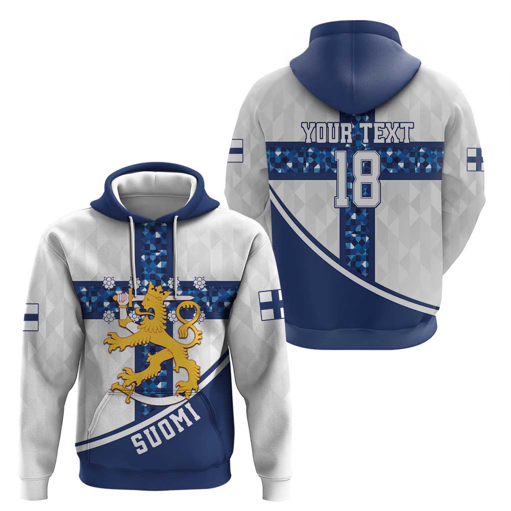 Custom Finland Football Zip Hoodie Suomen jalkapallomaajoukkue