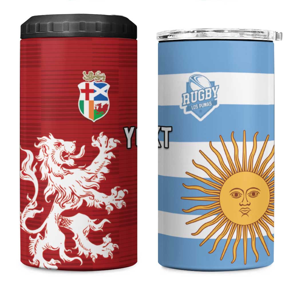 Custom British Lions Argentina 4 in 1 Can Cooler Tumbler Unique Style - Wonder Print Shop