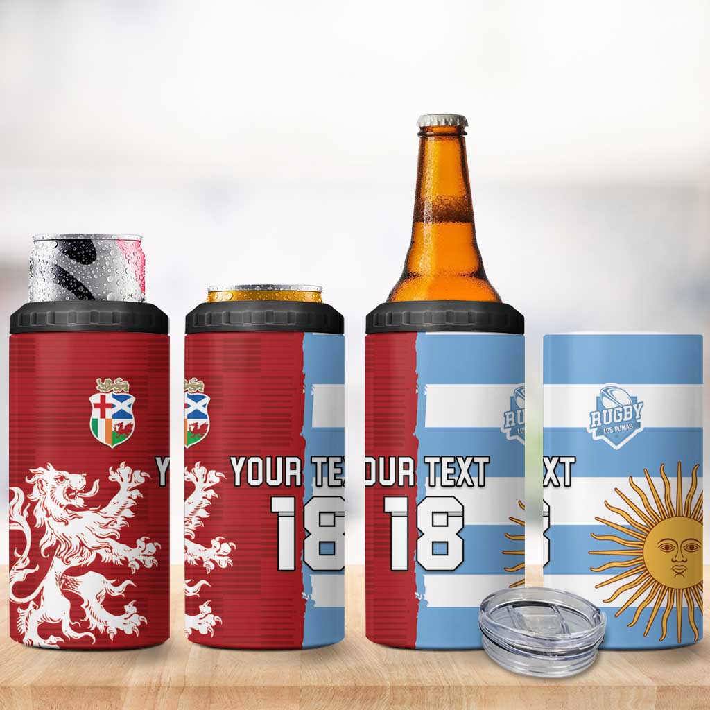 Custom British Lions Argentina 4 in 1 Can Cooler Tumbler Unique Style - Wonder Print Shop