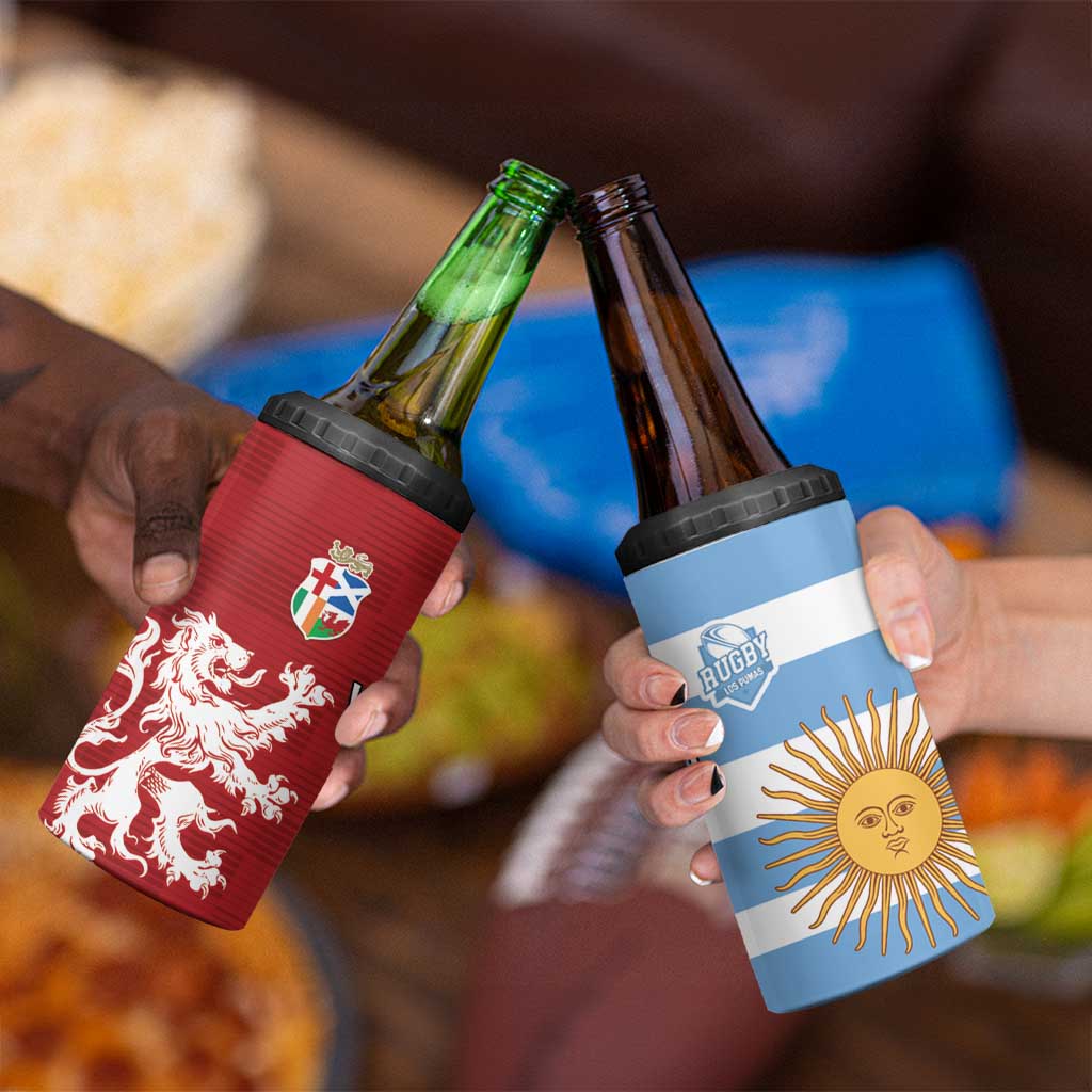 Custom British Lions Argentina 4 in 1 Can Cooler Tumbler Unique Style - Wonder Print Shop
