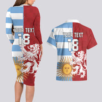 Custom British Lions Argentina Couples Matching Long Sleeve Bodycon Dress and Hawaiian Shirt Unique Style - Wonder Print Shop