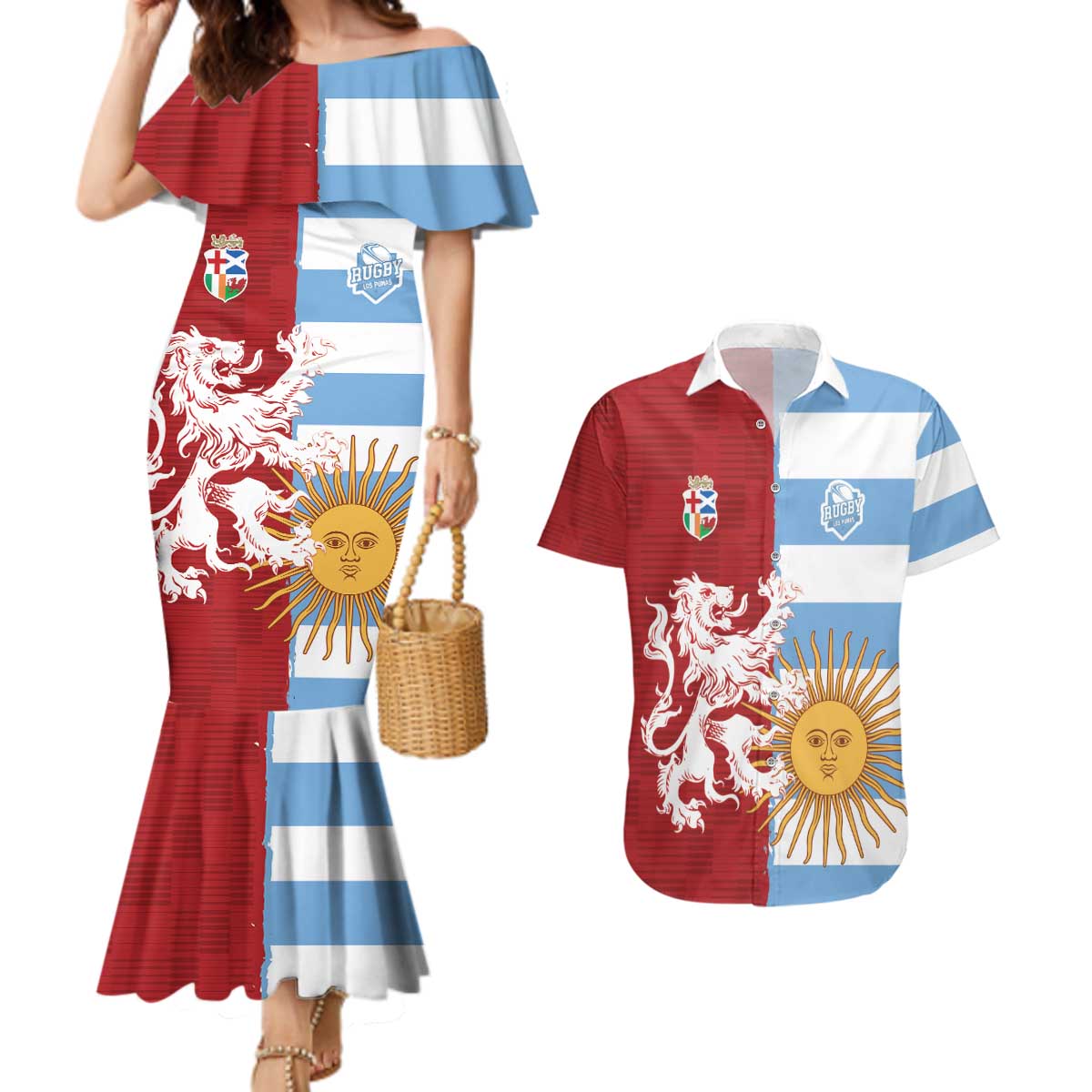 Custom British Lions Argentina Couples Matching Mermaid Dress and Hawaiian Shirt Unique Style - Wonder Print Shop