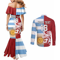 Custom British Lions Argentina Couples Matching Mermaid Dress and Long Sleeve Button Shirt Unique Style - Wonder Print Shop
