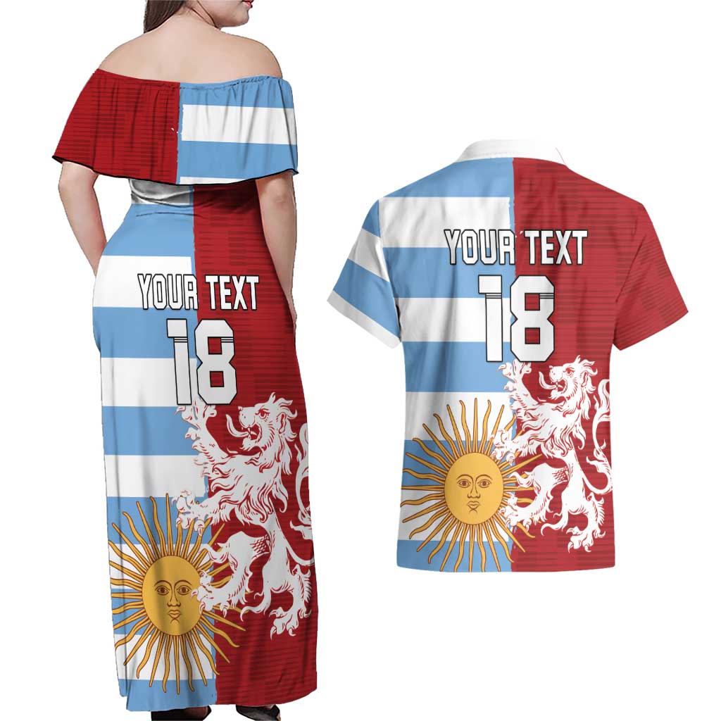 Custom British Lions Argentina Couples Matching Off Shoulder Maxi Dress and Hawaiian Shirt Unique Style - Wonder Print Shop