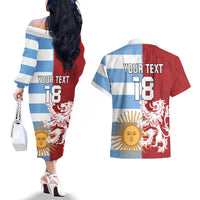 Custom British Lions Argentina Couples Matching Off The Shoulder Long Sleeve Dress and Hawaiian Shirt Unique Style - Wonder Print Shop