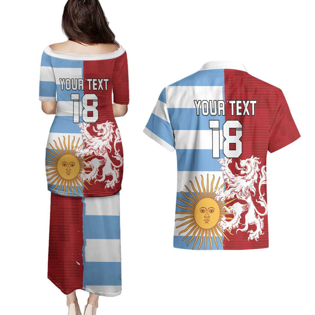 Custom British Lions Argentina Couples Matching Puletasi and Hawaiian Shirt Unique Style - Wonder Print Shop