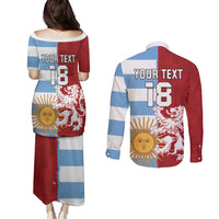 Custom British Lions Argentina Couples Matching Puletasi and Long Sleeve Button Shirt Unique Style - Wonder Print Shop