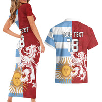Custom British Lions Argentina Couples Matching Short Sleeve Bodycon Dress and Hawaiian Shirt Unique Style - Wonder Print Shop