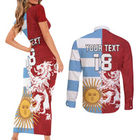 Custom British Lions Argentina Couples Matching Short Sleeve Bodycon Dress and Long Sleeve Button Shirt Unique Style - Wonder Print Shop