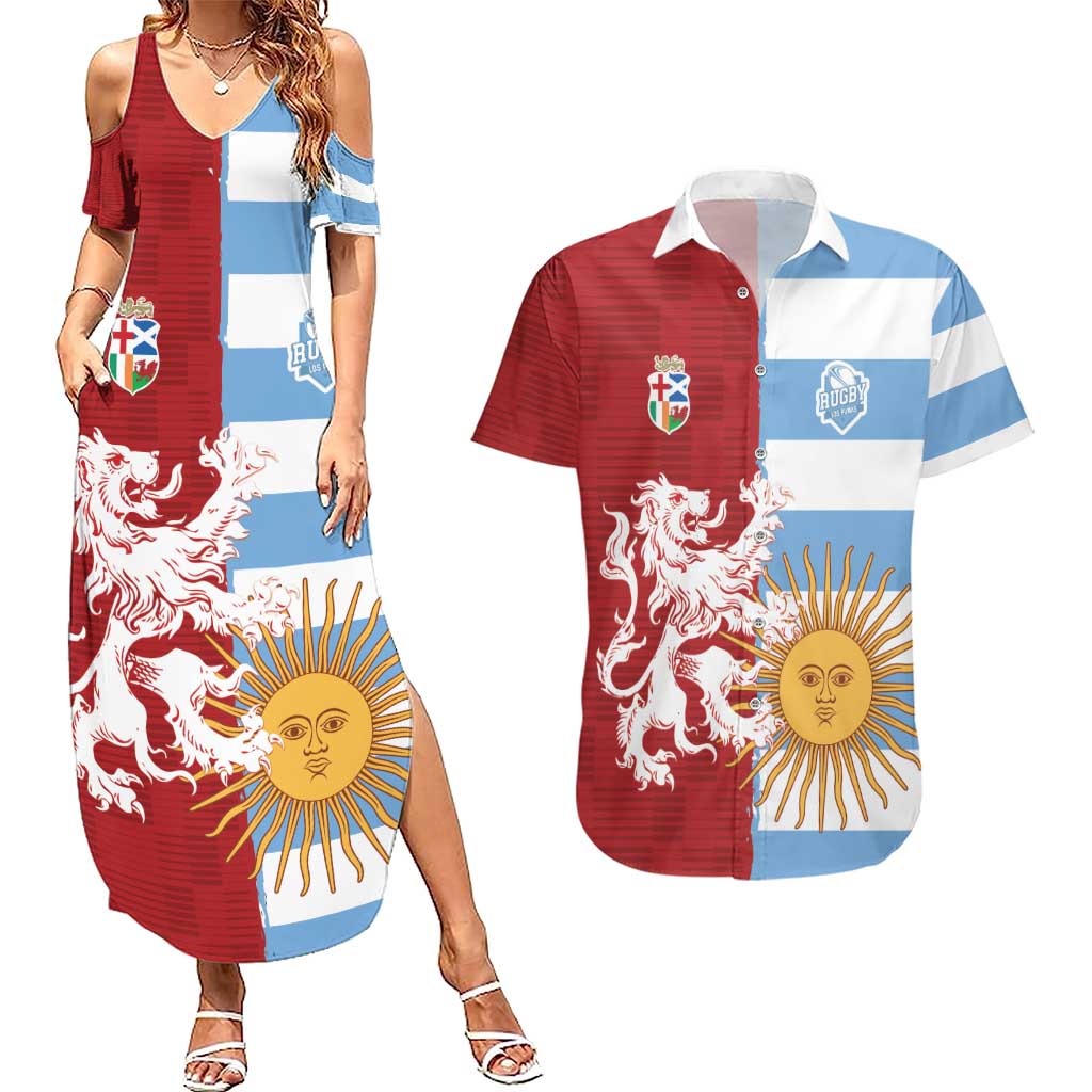 Custom British Lions Argentina Couples Matching Summer Maxi Dress and Hawaiian Shirt Unique Style - Wonder Print Shop