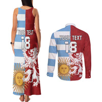 Custom British Lions Argentina Couples Matching Tank Maxi Dress and Long Sleeve Button Shirt Unique Style - Wonder Print Shop