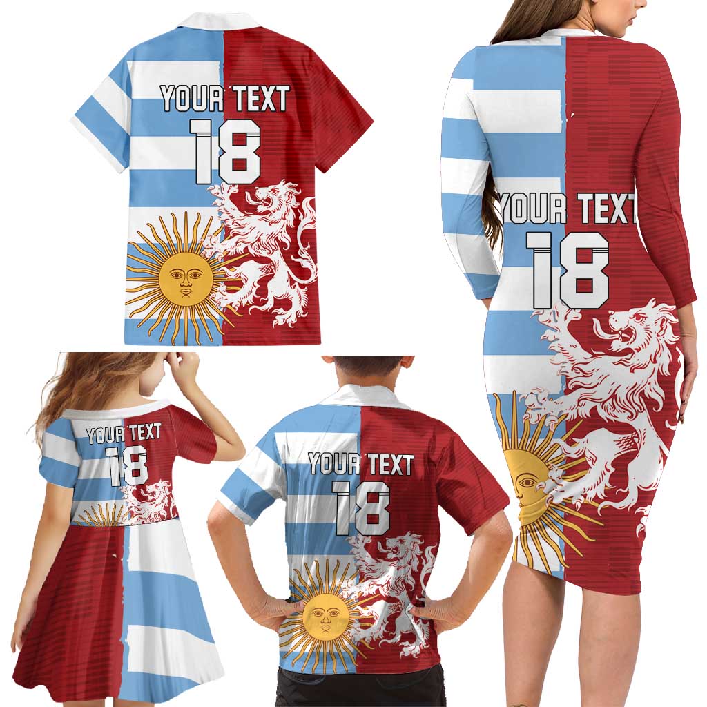 Custom British Lions Argentina Family Matching Long Sleeve Bodycon Dress and Hawaiian Shirt Unique Style - Wonder Print Shop