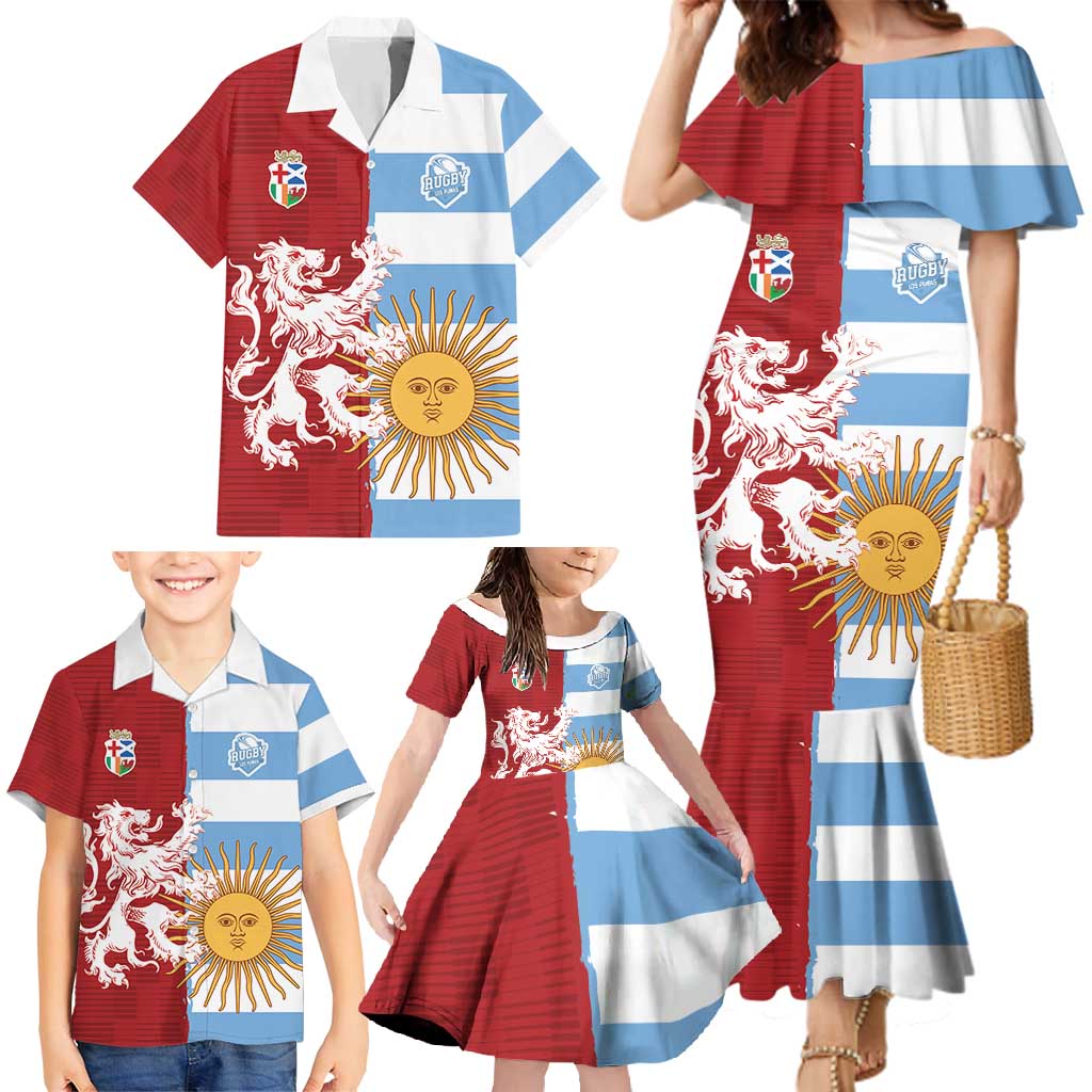 Custom British Lions Argentina Family Matching Mermaid Dress and Hawaiian Shirt Unique Style - Wonder Print Shop