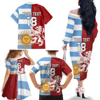 Custom British Lions Argentina Family Matching Off The Shoulder Long Sleeve Dress and Hawaiian Shirt Unique Style - Wonder Print Shop
