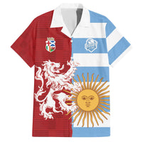 Custom British Lions Argentina Family Matching Off The Shoulder Long Sleeve Dress and Hawaiian Shirt Unique Style - Wonder Print Shop