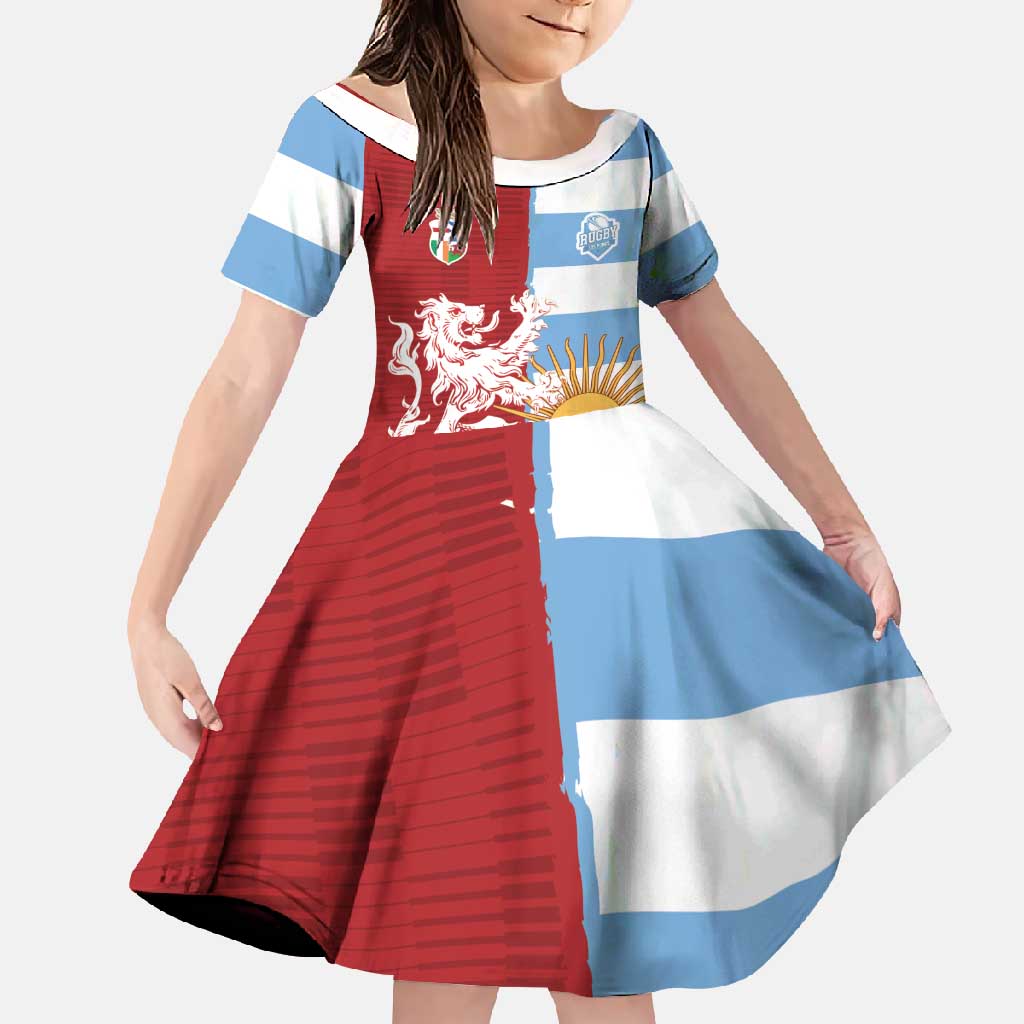 Custom British Lions Argentina Family Matching Off Shoulder Maxi Dress and Hawaiian Shirt Unique Style - Wonder Print Shop