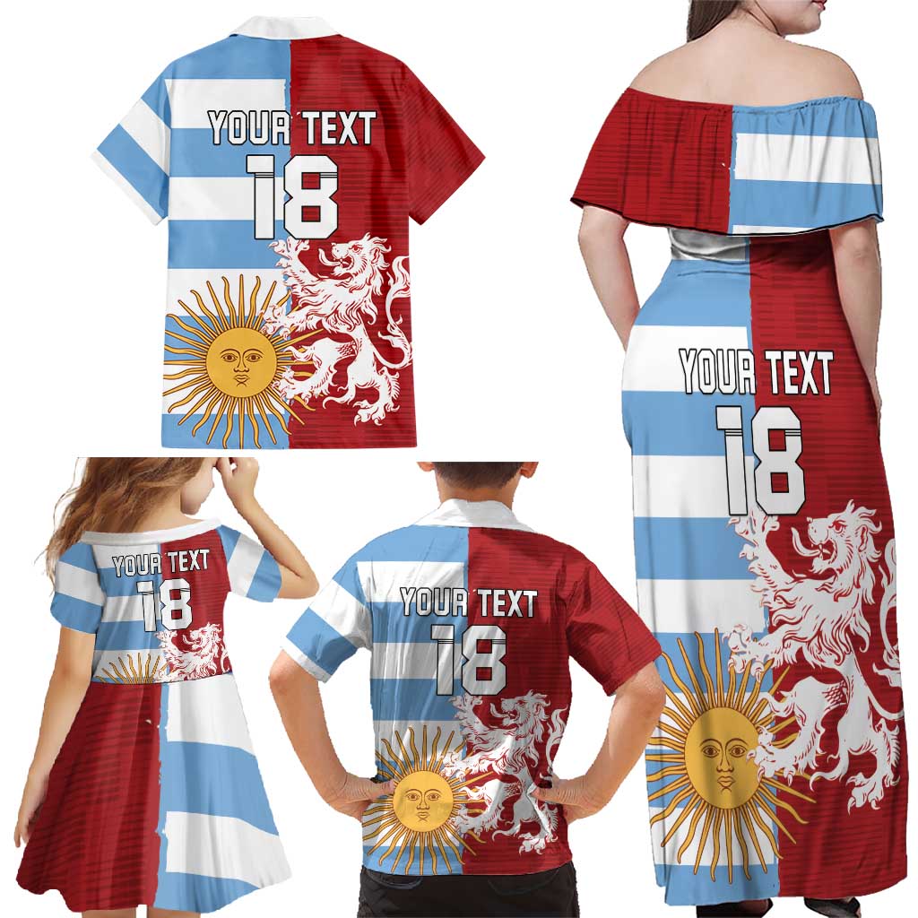 Custom British Lions Argentina Family Matching Off Shoulder Maxi Dress and Hawaiian Shirt Unique Style - Wonder Print Shop