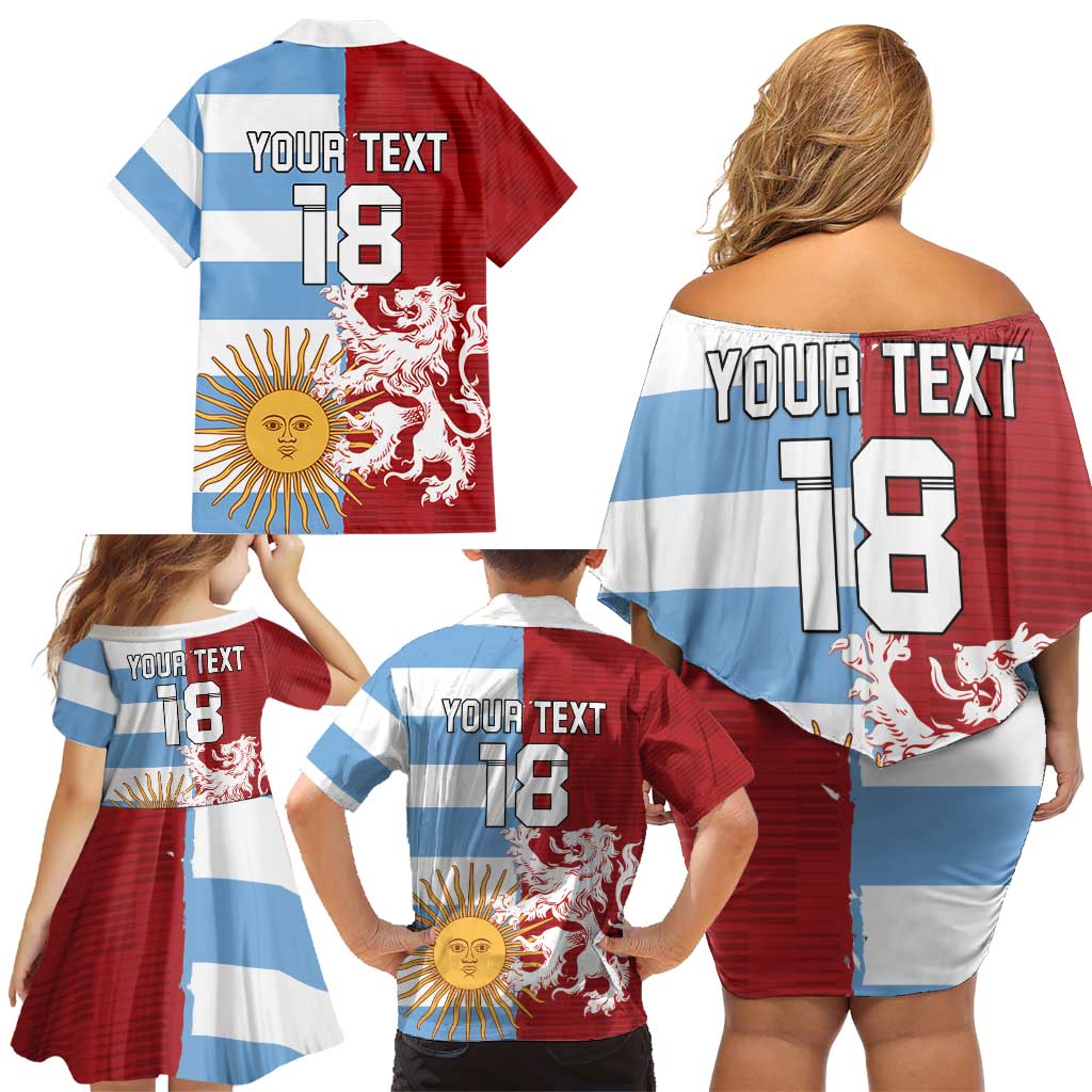 Custom British Lions Argentina Family Matching Off Shoulder Short Dress and Hawaiian Shirt Unique Style - Wonder Print Shop