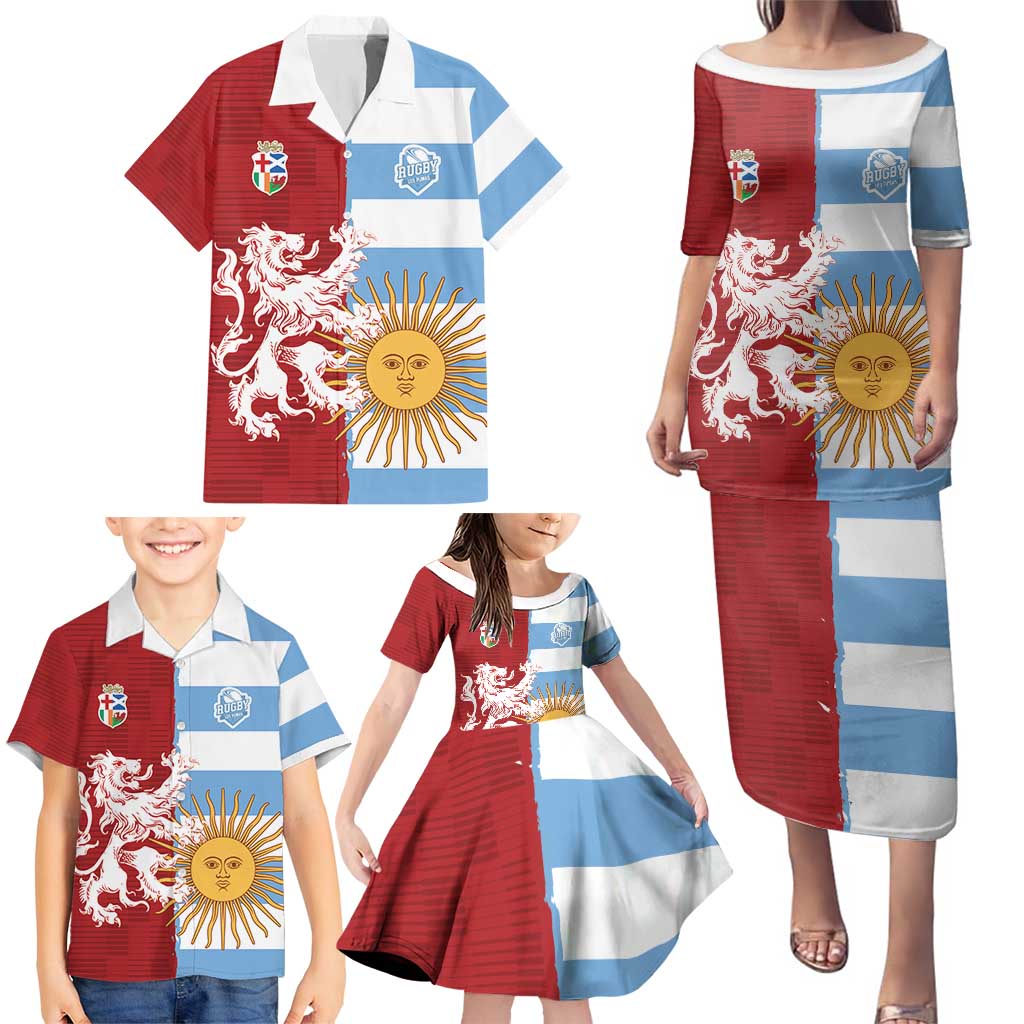 Custom British Lions Argentina Family Matching Puletasi and Hawaiian Shirt Unique Style - Wonder Print Shop