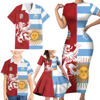Custom British Lions Argentina Family Matching Short Sleeve Bodycon Dress and Hawaiian Shirt Unique Style - Wonder Print Shop