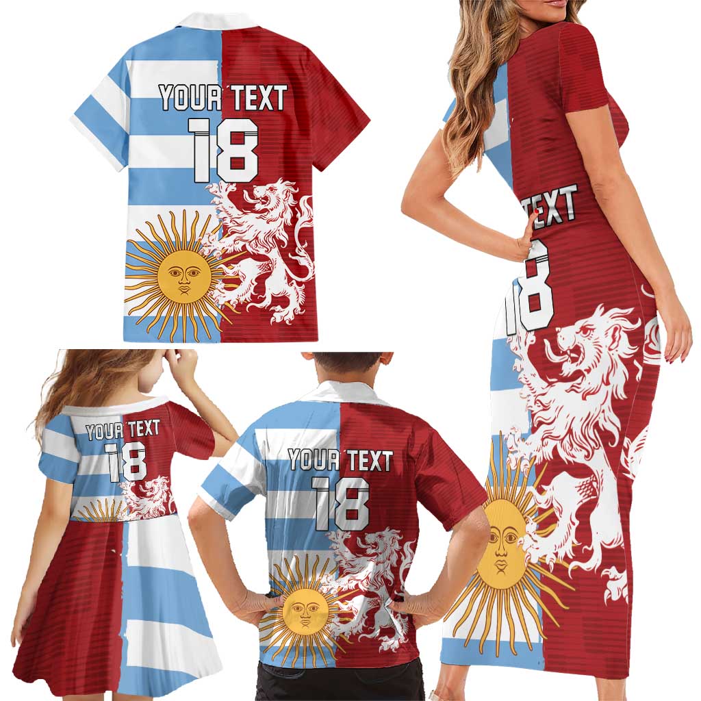 Custom British Lions Argentina Family Matching Short Sleeve Bodycon Dress and Hawaiian Shirt Unique Style - Wonder Print Shop