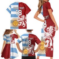 Custom British Lions Argentina Family Matching Short Sleeve Bodycon Dress and Hawaiian Shirt Unique Style - Wonder Print Shop