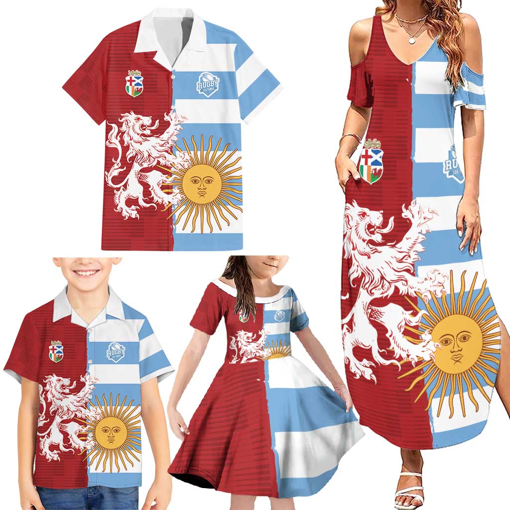 Custom British Lions Argentina Family Matching Summer Maxi Dress and Hawaiian Shirt Unique Style - Wonder Print Shop