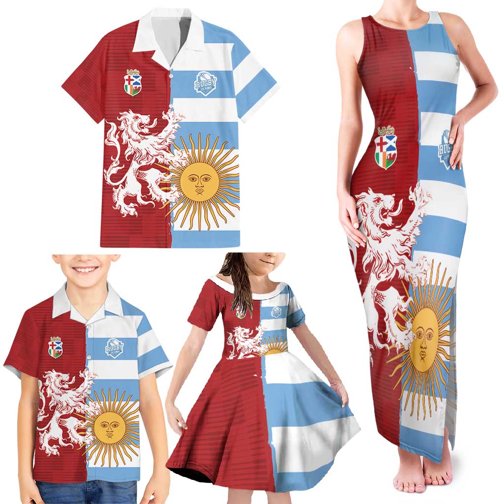 Custom British Lions Argentina Family Matching Tank Maxi Dress and Hawaiian Shirt Unique Style - Wonder Print Shop
