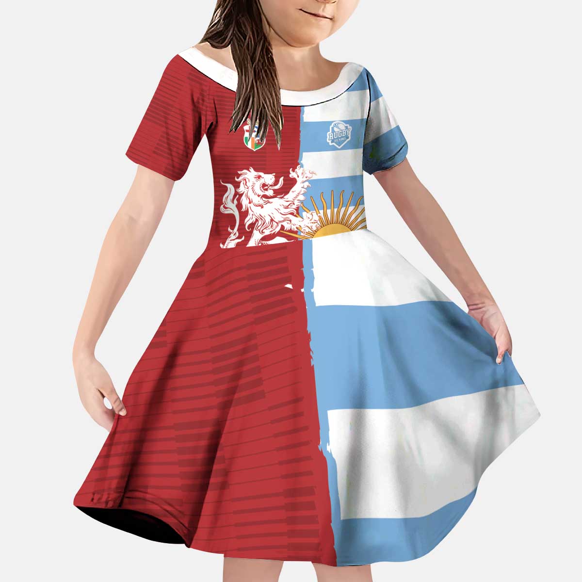 Custom British Lions Argentina Kid Short Sleeve Dress Unique Style - Wonder Print Shop