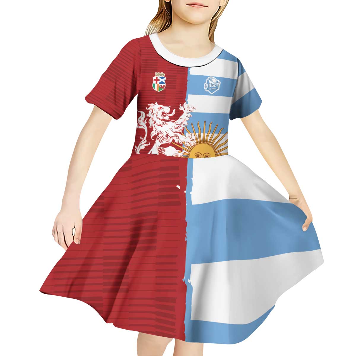 Custom British Lions Argentina Kid Short Sleeve Dress Unique Style - Wonder Print Shop