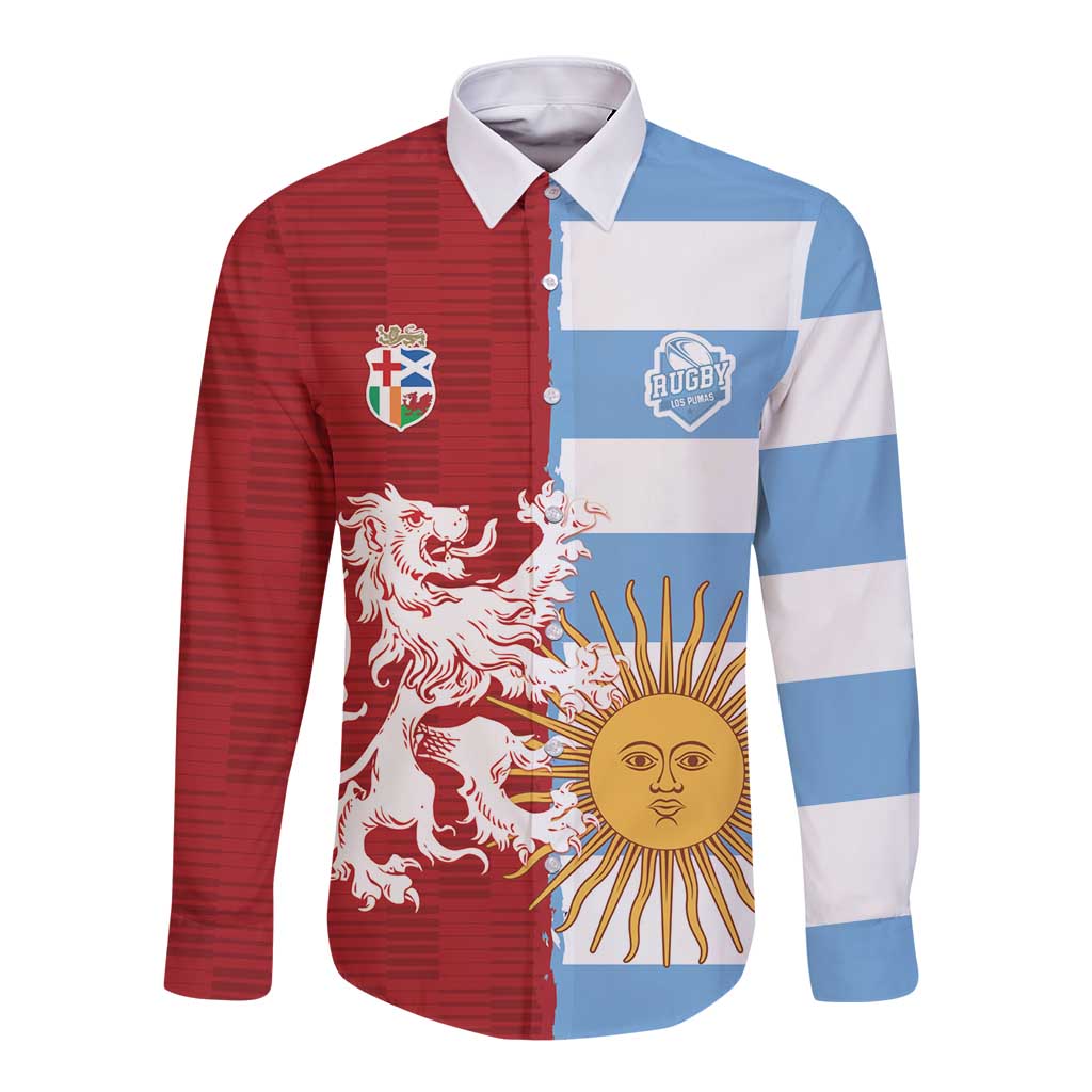 Custom British Lions Argentina Long Sleeve Button Shirt Unique Style - Wonder Print Shop