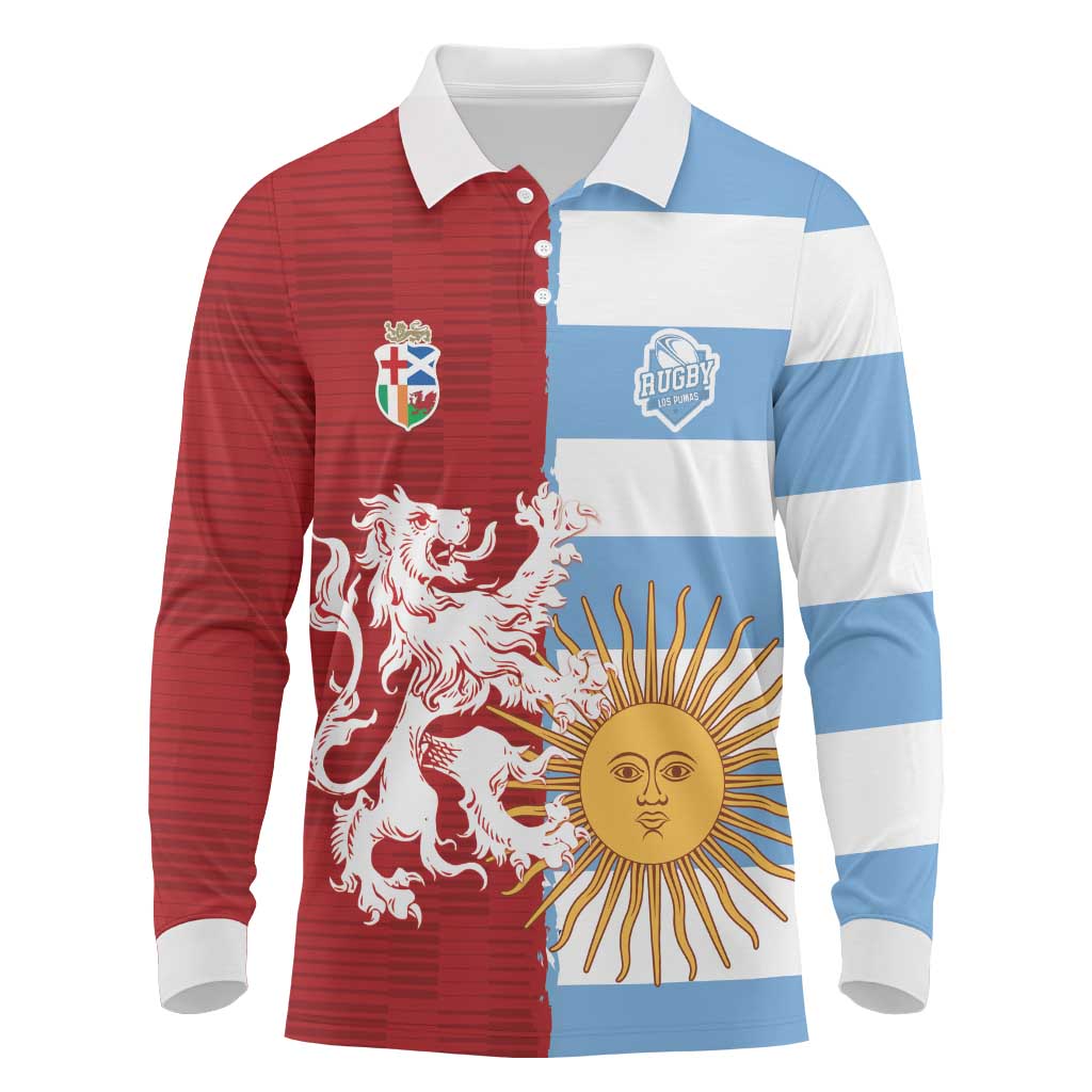 Custom British Lions Argentina Long Sleeve Polo Shirt Unique Style - Wonder Print Shop