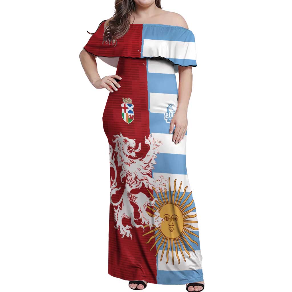 Custom British Lions Argentina Off Shoulder Maxi Dress Unique Style - Wonder Print Shop