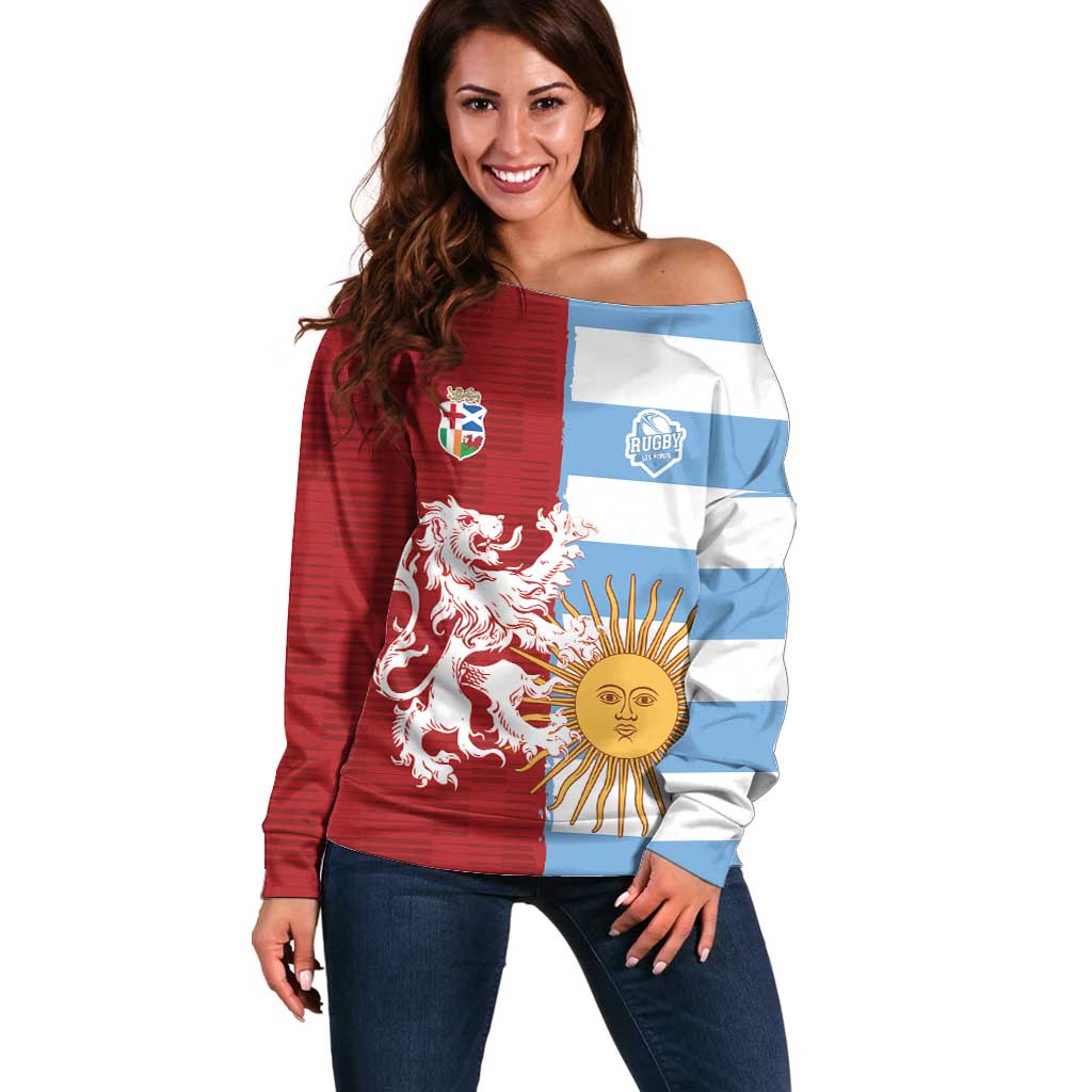 Custom British Lions Argentina Off Shoulder Sweater Unique Style - Wonder Print Shop