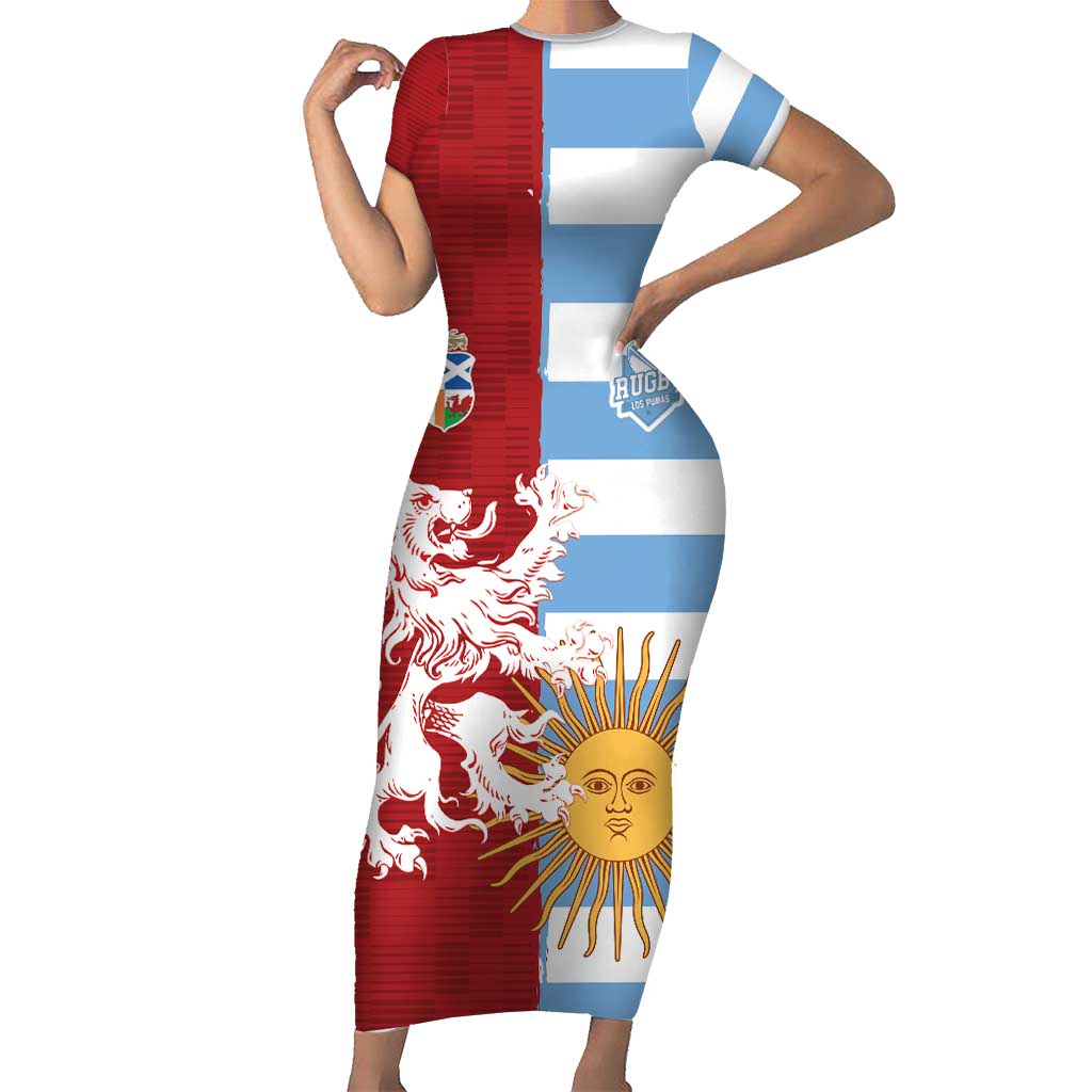 Custom British Lions Argentina Short Sleeve Bodycon Dress Unique Style - Wonder Print Shop