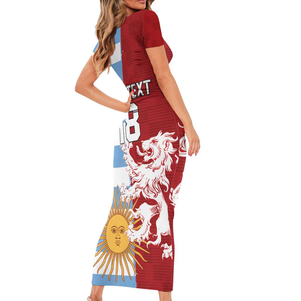 Custom British Lions Argentina Short Sleeve Bodycon Dress Unique Style - Wonder Print Shop