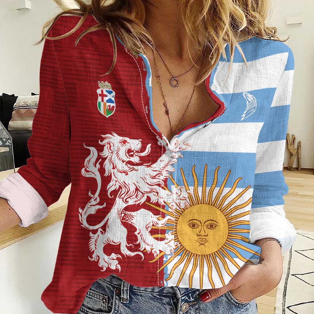 Custom British Lions Argentina Women Casual Shirt Unique Style - Wonder Print Shop