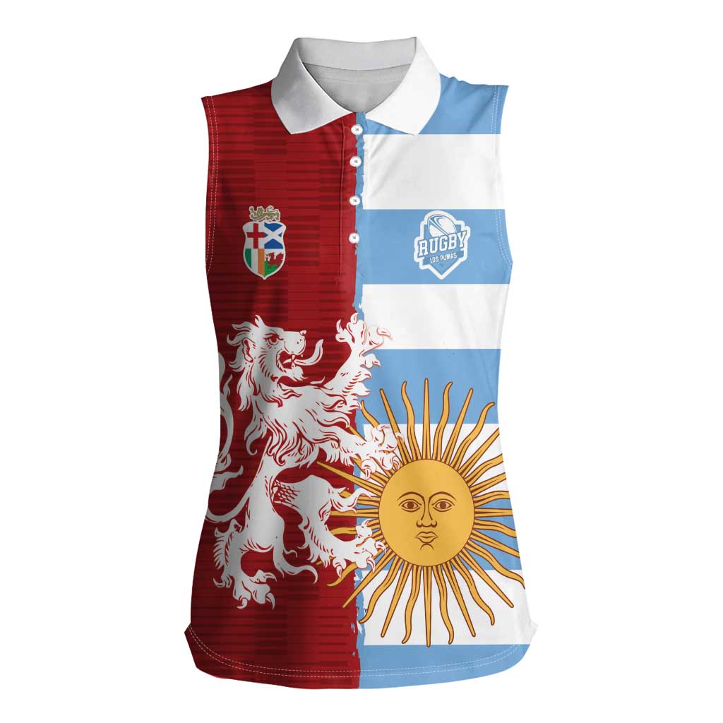 Custom British Lions Argentina Women Sleeveless Polo Shirt Unique Style - Wonder Print Shop