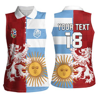 Custom British Lions Argentina Women Sleeveless Polo Shirt Unique Style - Wonder Print Shop
