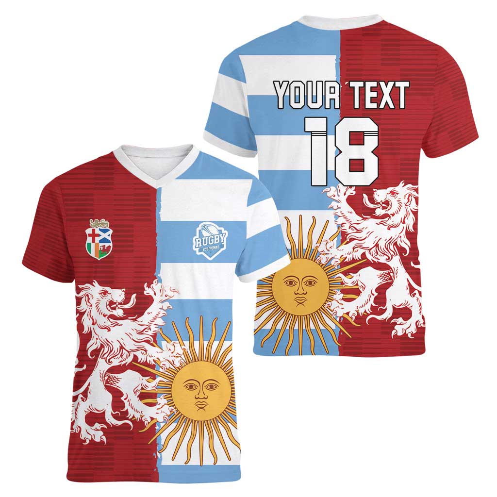 Custom British Lions Argentina Women V-Neck T-Shirt Unique Style - Wonder Print Shop
