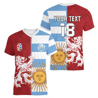 Custom British Lions Argentina Women V-Neck T-Shirt Unique Style - Wonder Print Shop
