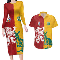 Custom British Lions Australia Couples Matching Long Sleeve Bodycon Dress and Hawaiian Shirt Unique Style - Wonder Print Shop