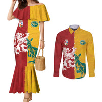 Custom British Lions Australia Couples Matching Mermaid Dress and Long Sleeve Button Shirt Unique Style - Wonder Print Shop