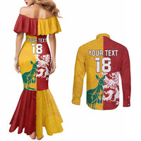 Custom British Lions Australia Couples Matching Mermaid Dress and Long Sleeve Button Shirt Unique Style - Wonder Print Shop