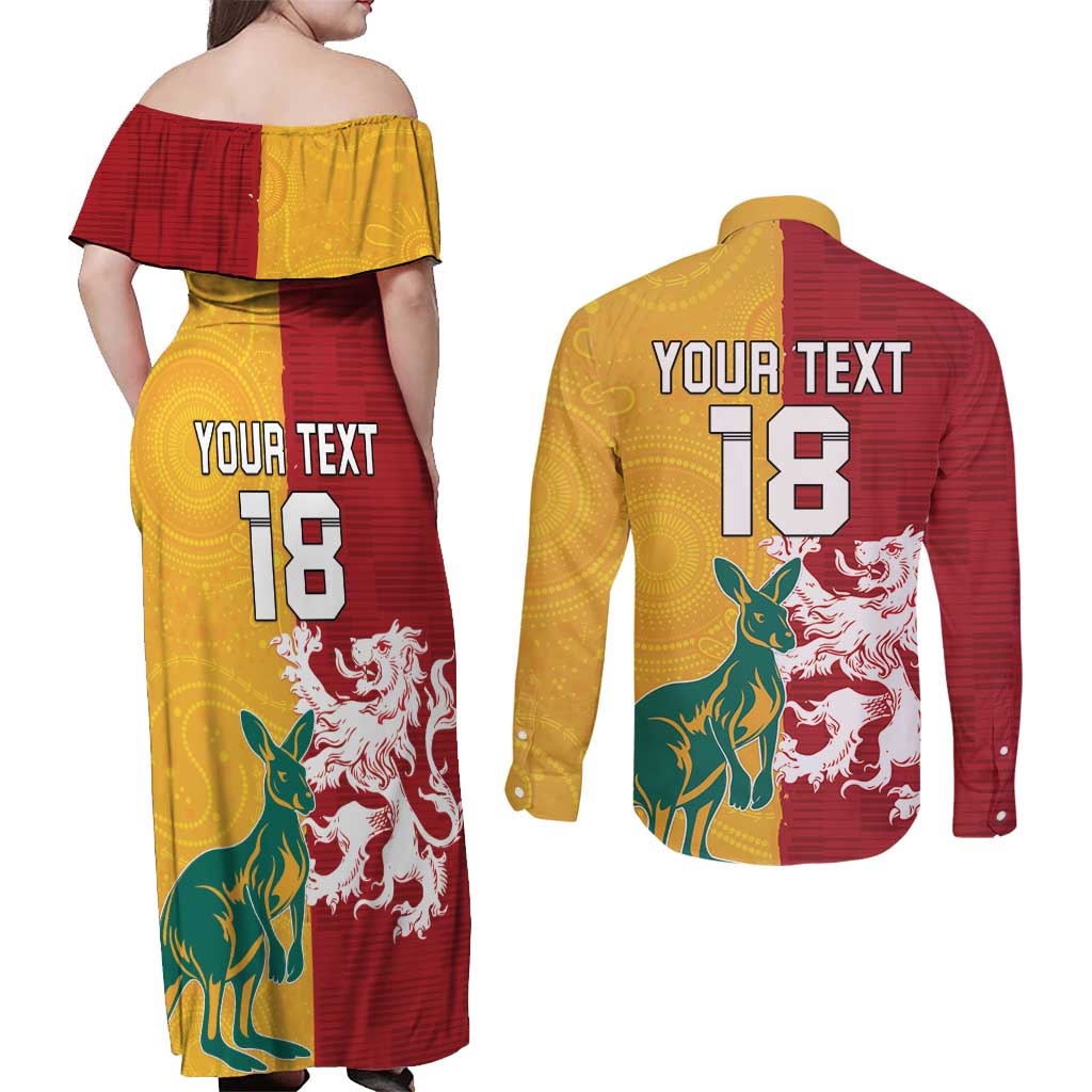 Custom British Lions Australia Couples Matching Off Shoulder Maxi Dress and Long Sleeve Button Shirt Unique Style - Wonder Print Shop
