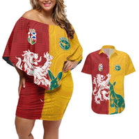 Custom British Lions Australia Couples Matching Off Shoulder Short Dress and Hawaiian Shirt Unique Style - Wonder Print Shop